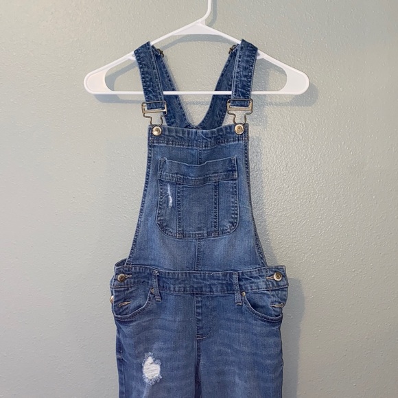 Blue Spice Denim - light blue distressed denim overalls